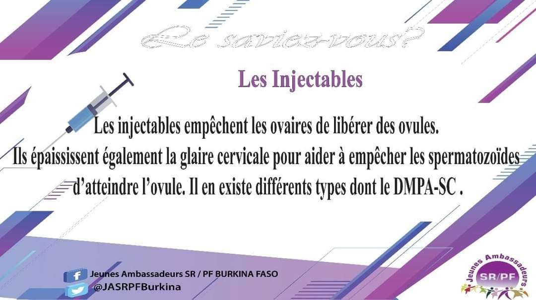 JASRPFBurkina's tweet photo. #Image 4/8 Le Saviez-vous ???
🔖TOUT SAVOIR SUR LES INJECTABLES
Semaine Nationale de la Planification Familiale au Burkina Faso #SNPF_BF2020.
#SNPF #SNPFBF #SNPF2020
👇👇👇👇👇👇👇👇👇👇👇👇👇 https://t.co/dE1uUQlSdg