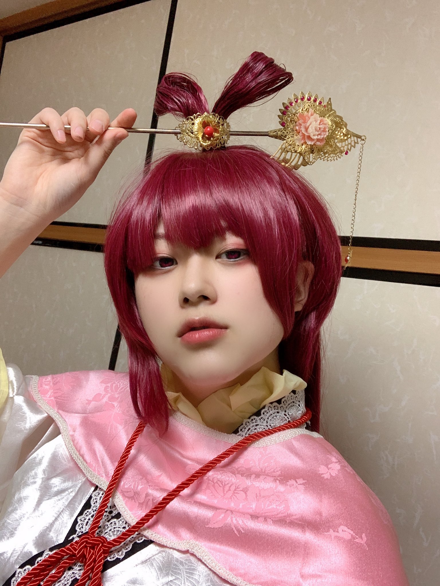 簪追加価格】練紅玉 マギ コスプレ ウィッグ フルセット 簪
