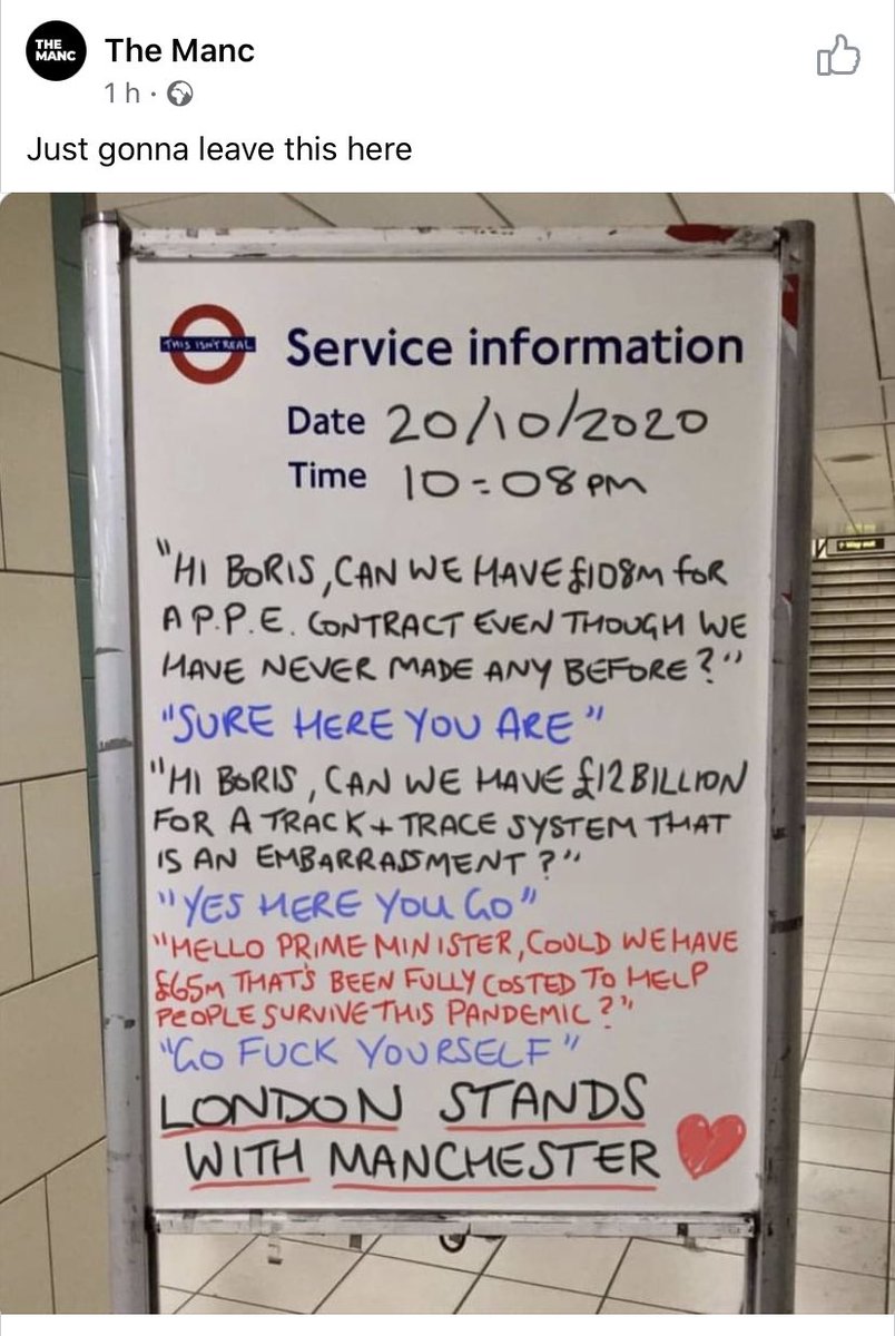 RachelMutters's tweet photo. Couldn’t have put it better myself!! @TheMancUK #london #manchester #Tier3 #HelpManchester @MayorofGM #COVID19 #lockdownUK https://t.co/eUgpinWRN5