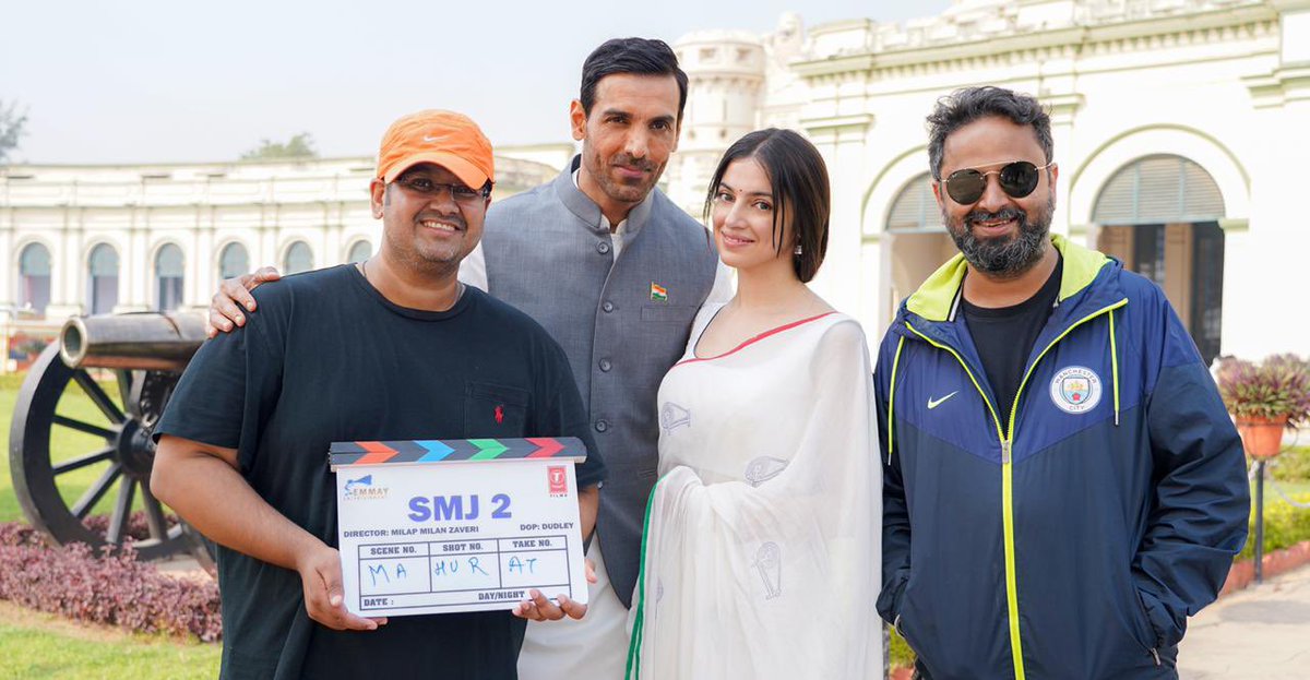 We rolled cameras today! 🎥🎞 #SatyamevaJayate2 #SMJ2EID2021 @TheJohnAbraham @iamDivyaKhosla #MilapZaveri @monishaadvani @madhubhojwani @nikkhiladvani #BhushanKumar #KrishanKumar @TSeries @EmmayEntertain