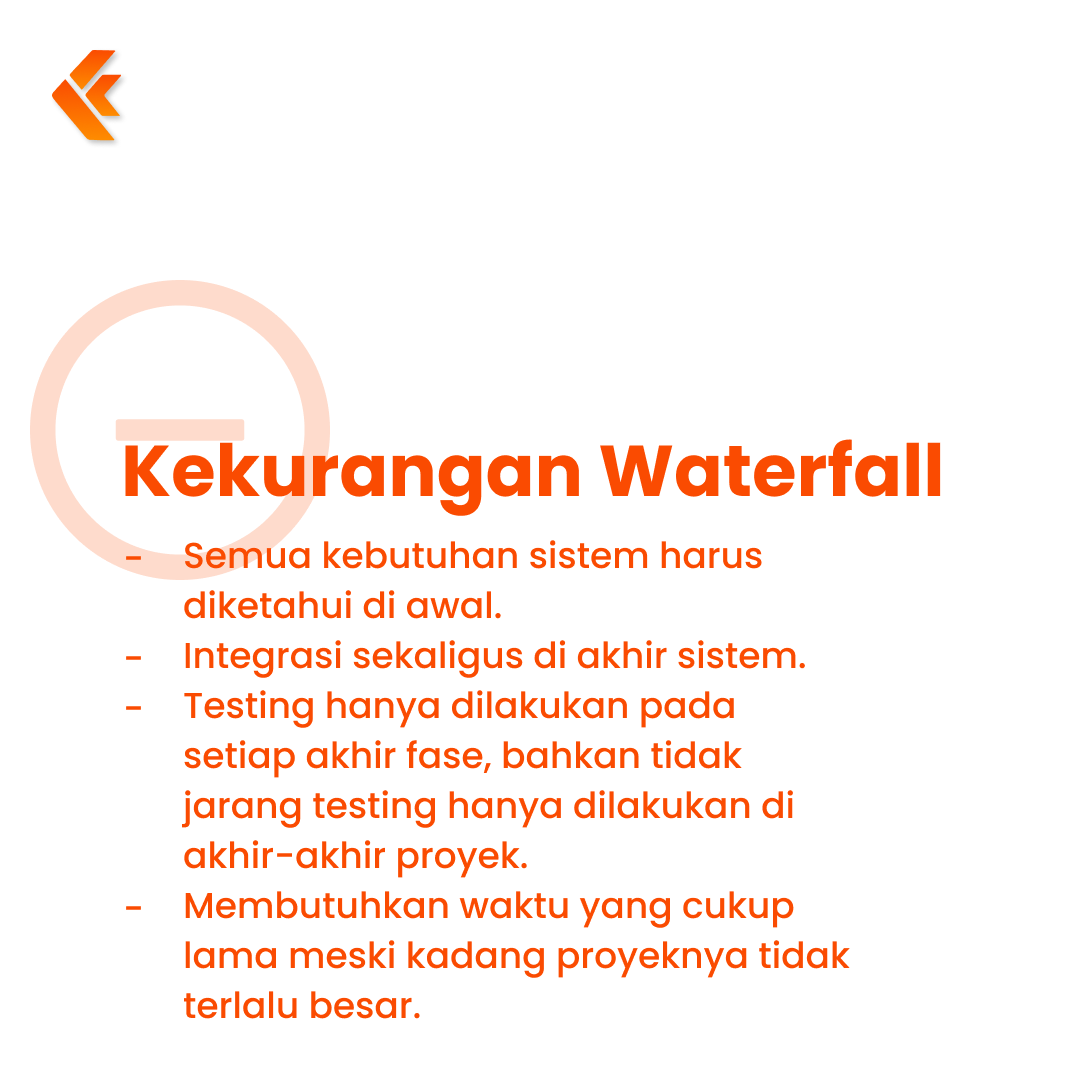 kodingworksio's tweet photo. Yang pertama adalah metode waterfall, metode yang dilakukan secara bertahap dan berurutan. 
#kodingworks #agile #waterfall #sdlc #launchnowgrowtomorrow https://t.co/bkQIIG3pOl