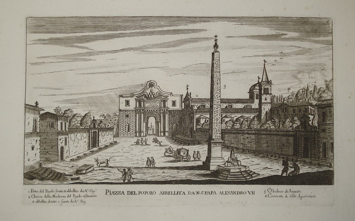 accanto alla porta che segna l'ingresso a Roma della via Flaminia sorse già alla fine dell' XI secolo una piccola cappella, poi ingrandita nel XIII secolo. Sisto IV (1474-1484) la fece ricostruire nelle attuali forme rinascimentali. #santamariadelpopolo
