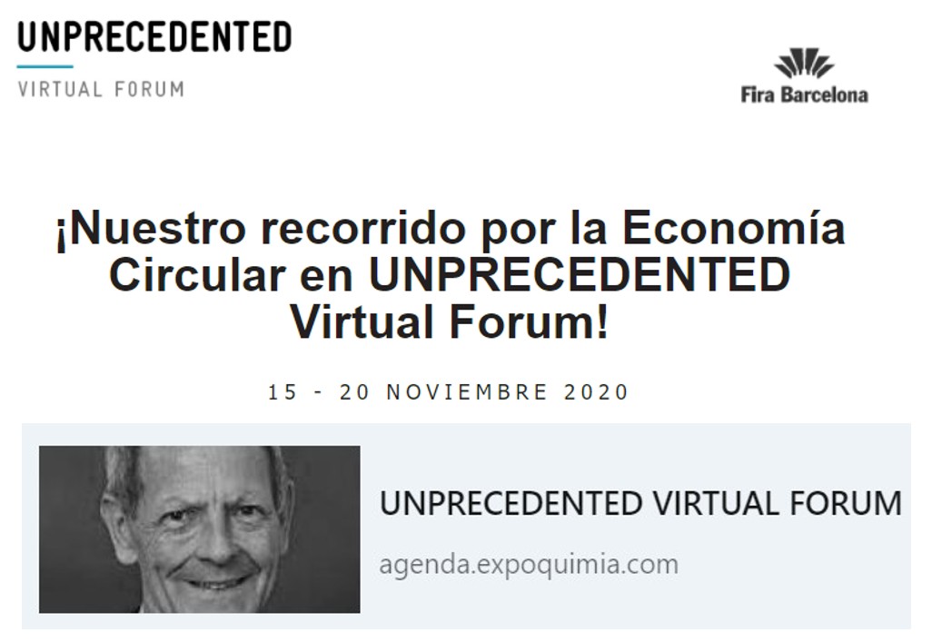 @expoquimia y @Equiplast llevan la #EconomíaCircular al #UNPRECEDENTED Virtual Forum con Walter Stahel como keynote speaker, y casos de éxito de @BraskemSA, @DowIberica, @digimarc y @VEnvirotech #CircularIndustrial #CircularEconomy @Fira_Barcelona agenda.expoquimia.com/events/unprece…