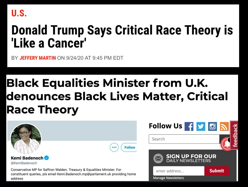 Hi  @kemibadenoch, I saw that your government has followed the courageous lead of President Trump and banned critical race theory. I know you must be busy but could you let me know which of CRT's insights is now illegal? Or is it all of them? Thanks!
