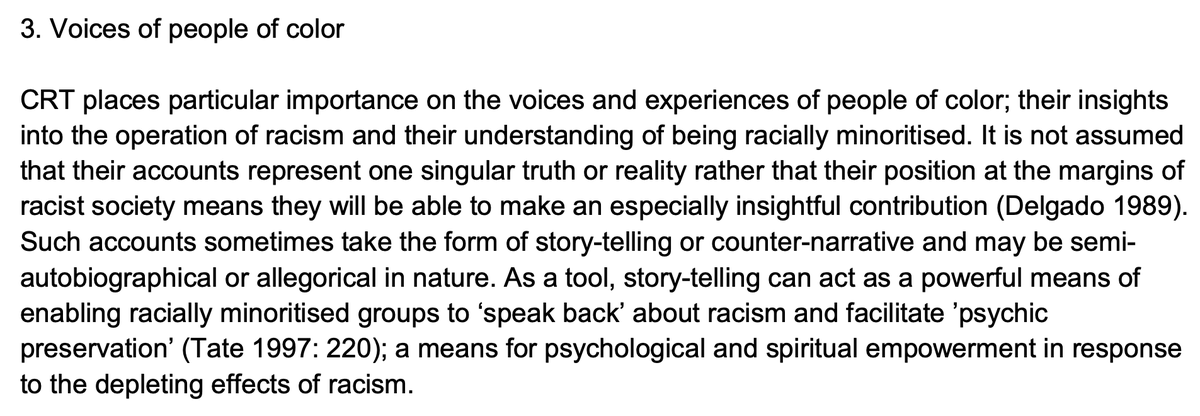 3. Derrick Bell is really good on this in his 1992 article "Racial Realism", FWIW