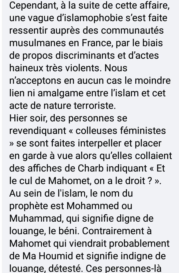 Le texte de  @CollagesTLS expliquant leur saine distanciation de ce groupe.