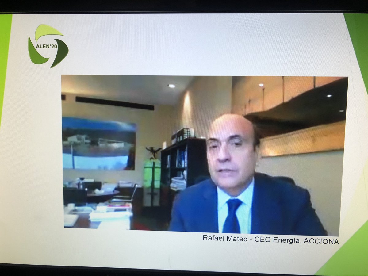 Muy interesante ponencia de #RafaelMateo CEO Energía de <a href="/ACCIONA/">ACCIONA</a> en #ALEN20.