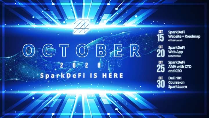 morris_perico's tweet image. SparkDefi is here! October is #DeFi month. Here are our October 2020 targets 📈
🚀 SparkDeFi Website + Roadmap: Official Launch
🛠 SparkDeFi Web App: Early Preview
❓ SparkDeFi AMA with CTO and CEO
📚 SparkDeFi 101 Course on #SparkLearn
#DeFi #SRK ✨ #SparkPoint #HiddenGem