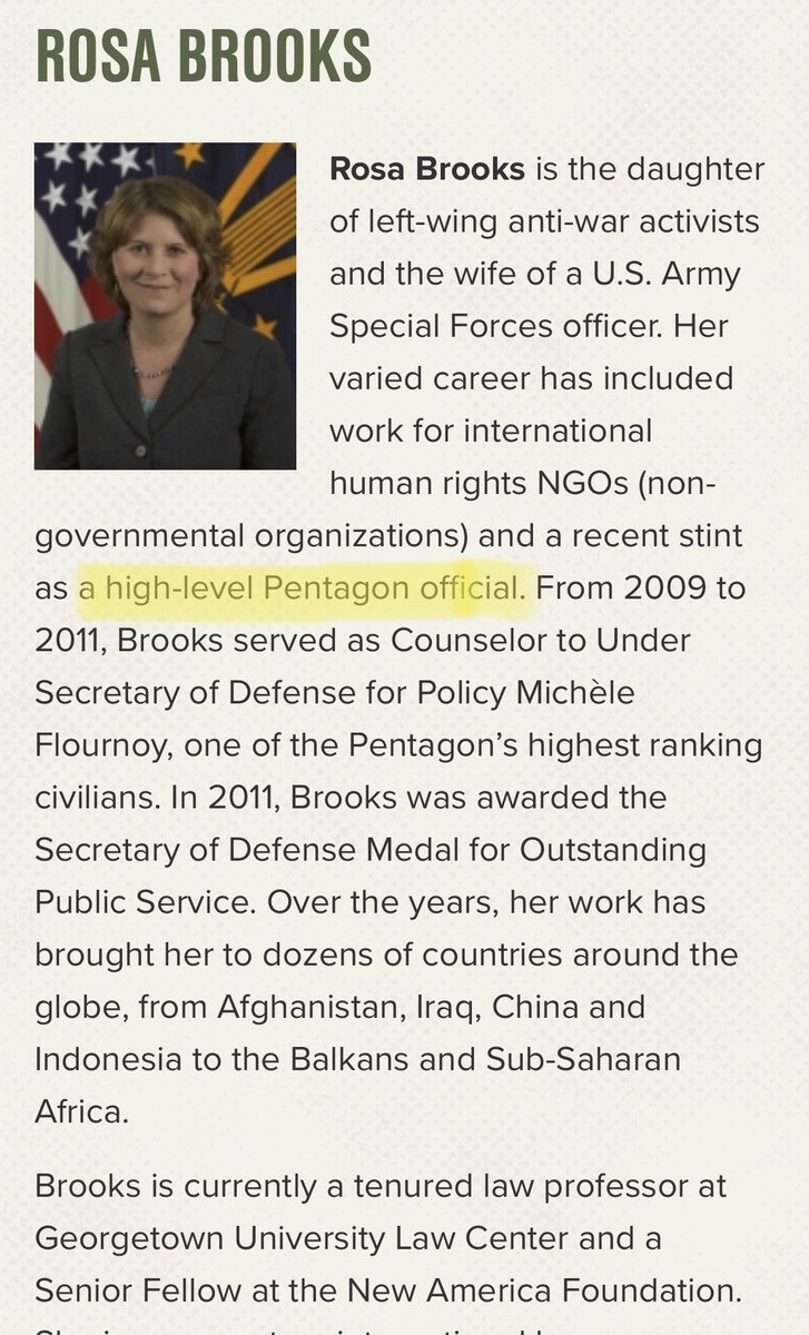 TIP was organized by Rosa Brooks & Nils Gilman. Brooks served in the Pentagon as a high-level official & sits on the board of Open Society Foundation (Soros’ Foundation) Gilman is an author & VP of Programs at Berggruen Institute & appears on Rockefeller Foundation website.