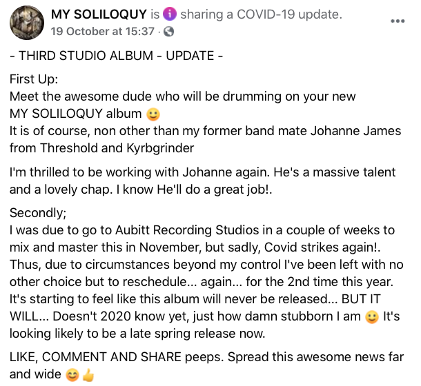 MySoliloquyUK's tweet image. THIRD ALBUM - UPDATE
#thresh #Progmag #NewMusicRelease #Nightmareworld