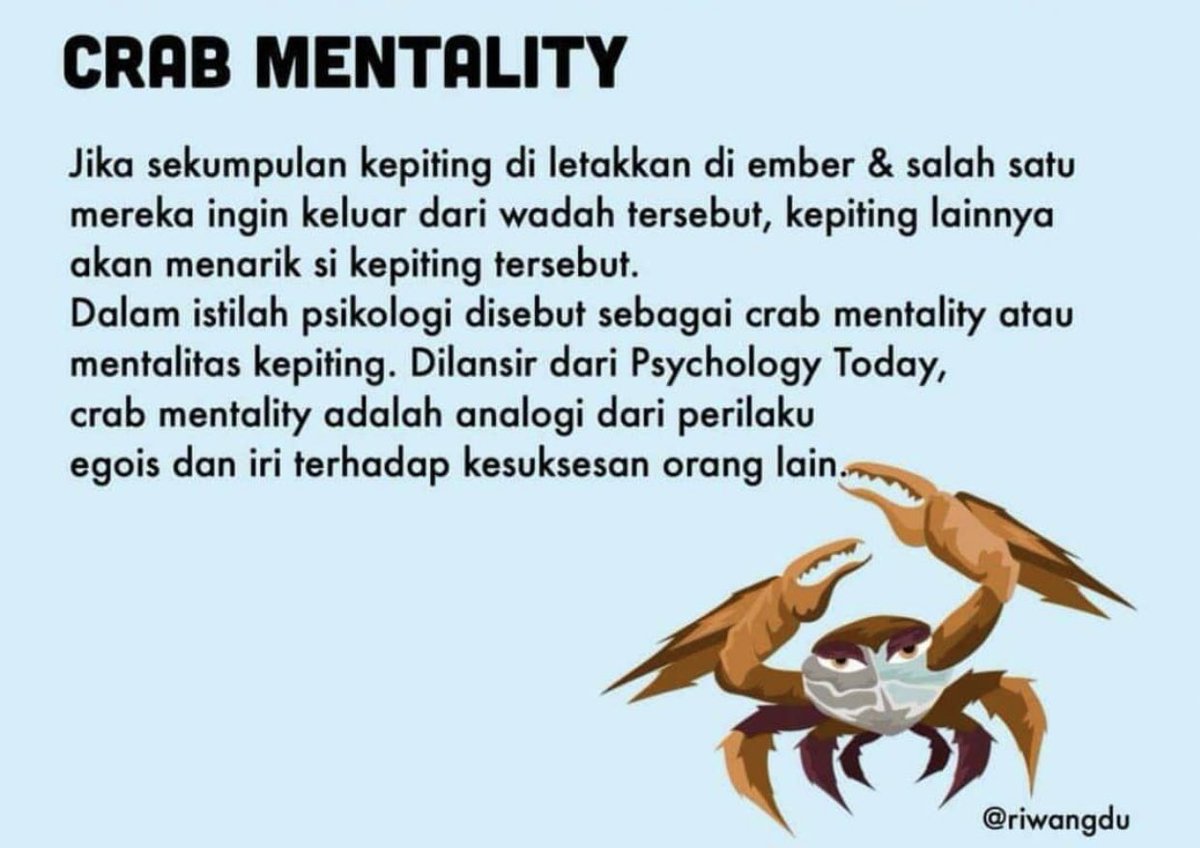 _Wendywalters's tweet photo. Sumpah w baru tau Crab Mentality 😱 https://t.co/lnrJpUgOLy