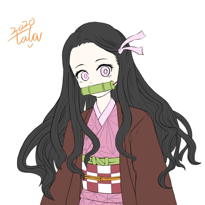 tataさんがTwitterに投稿した竈門禰豆子(鬼滅の刃)のイラスト。