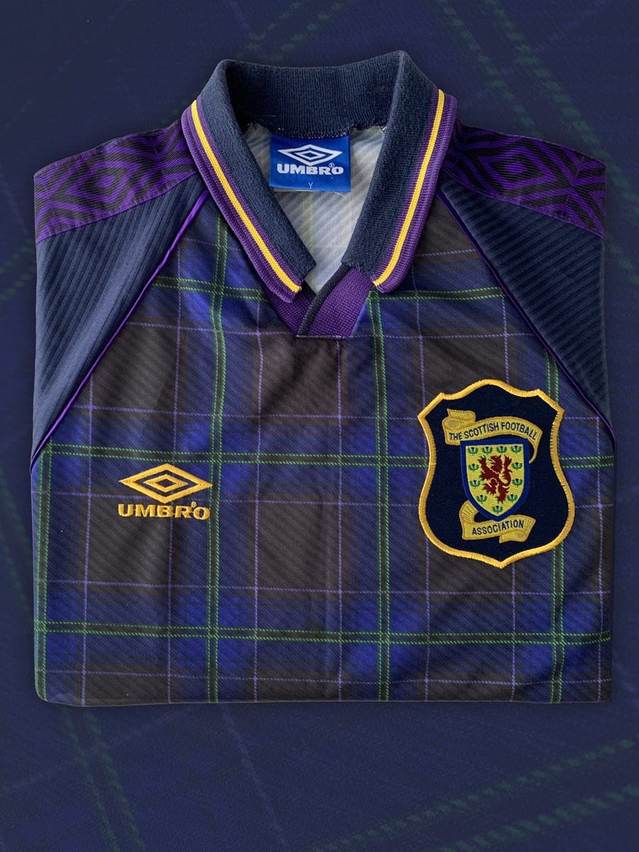 The Tartan Army would get a bespoke tartan design for this shirt, comprising of charcoal, blue, green and lilac
