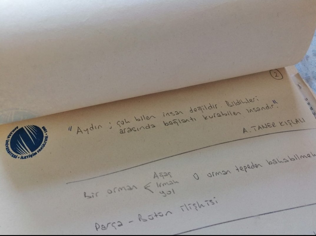 Ekim 1995 - İLEF Ankara
İlk ders Siyaset Bilimine Giriş
Hoca, Ahmet Taner Kışlalı
İlk ders notum.
Aydın kimdir?