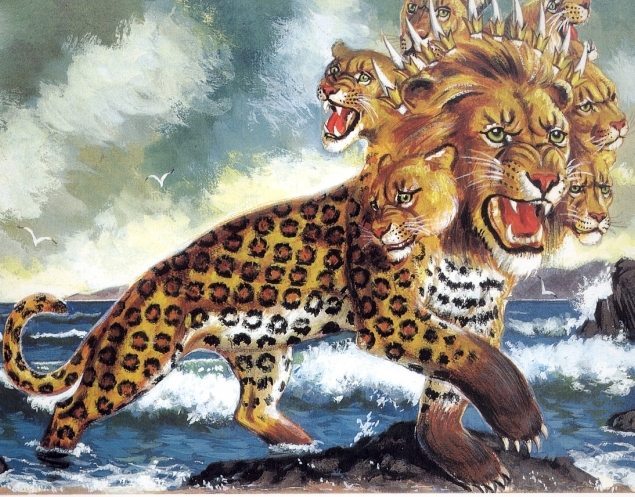 4.3 REVELATION 13"And I stood upon the sand of the sea, and saw a Beast rise up...' https://www.kingjamesbibleonline.org/Revelation-Chapter-13/There is only one BEAST I can think of who looks like unto a LEOPARD and has the feet of a BEAR and the mouth of a LION...