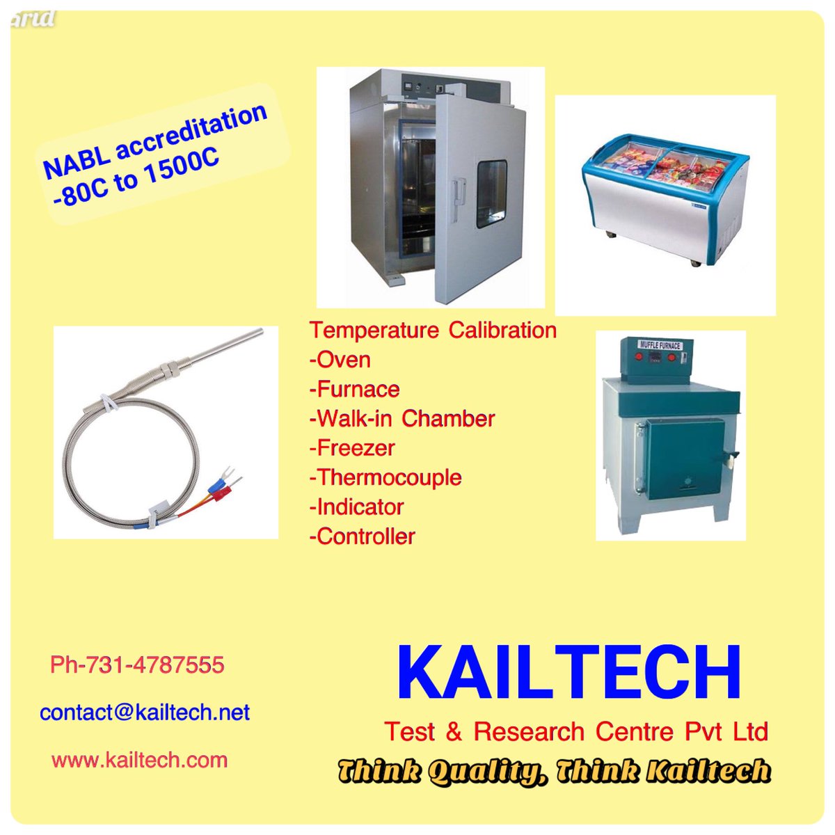 Kailtech_Lab's tweet image. NABL accredited Temperature Calibration facility of Ovens, Furnaces, Walk-in Chamber, Freezer, Thermocouples, Indicators and Controlers from -80 deg C to 1500 deg C #TestingLab #CalibrationLab #TemperatureCalibration