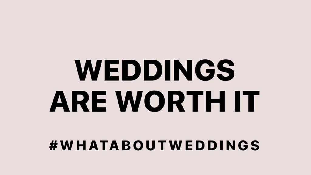 Your daily reminder that not only do weddings inject £14.7bn into to economy every year and support 400,000 jobs in every corner of the UK, they are memorable milestone events that bring families and friends together in love and hope for the future. #whataboutweddings