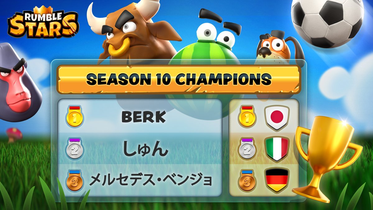 Here are the Season Champions, CONGRATS! 🏆

Let's see who wins this Season, good luck! ⚽

#RumbleStars #Football #Season #Champions