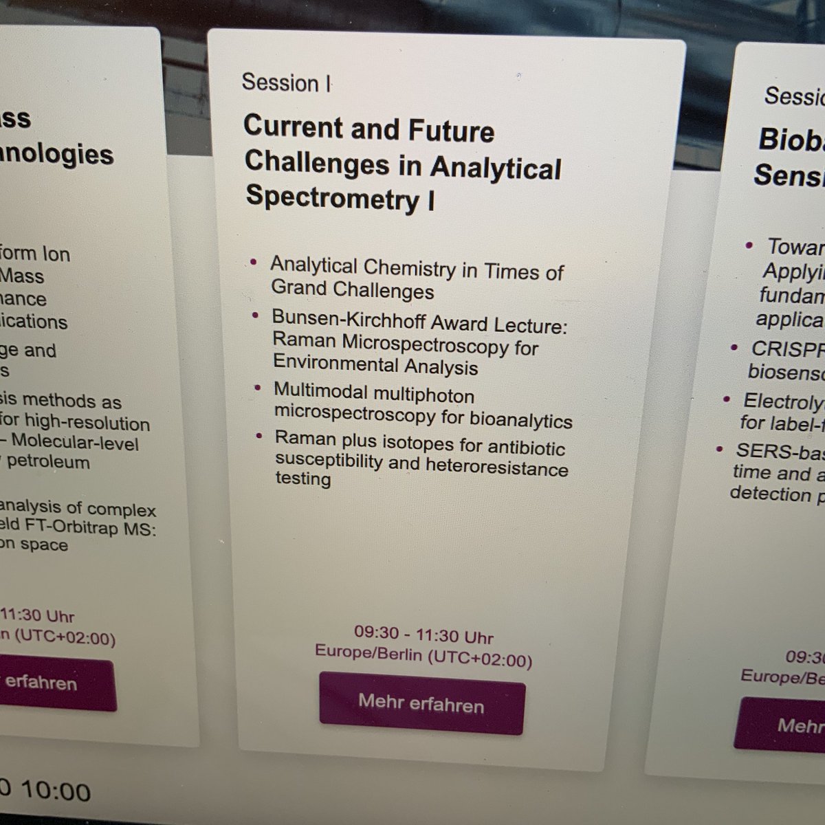 EngelhrC's tweet image. Three DAAS @GDCh_aktuell sessions at #analytica2020 today. First up: @ulpanne on “analytical chemistry in times of grand challenges”.
