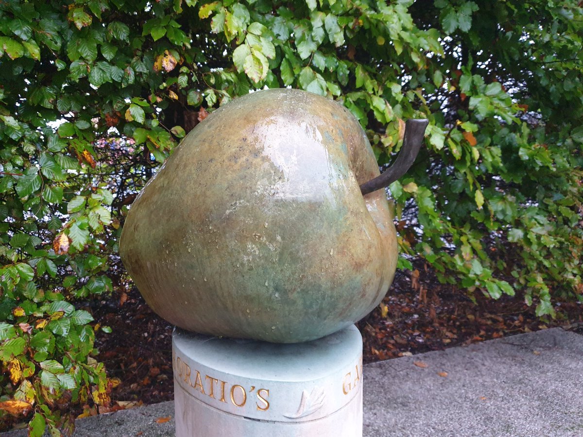 For Apple Day - this splendid apple by @SimonGudgeon is in @HoratiosGarden #SouthWest #Salisbury #AppleDay