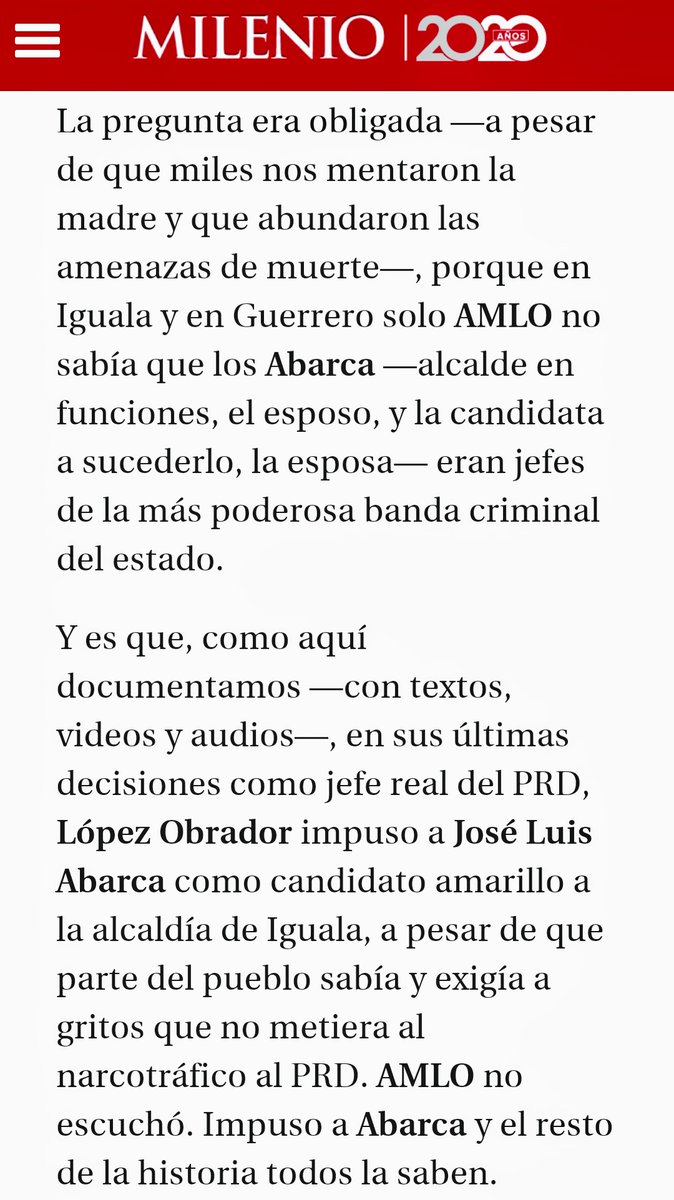 5.- tanto  @lopezobrador_ como Lázaro Mazón promovieron la candidatura de José Luis Abarca, por tal motivo  @lopezobrador_ es cómplice de la desaparición de los 43 normalistas de Ayotzinapa.No busquen culpables sabiendo que está en palacio nacional.