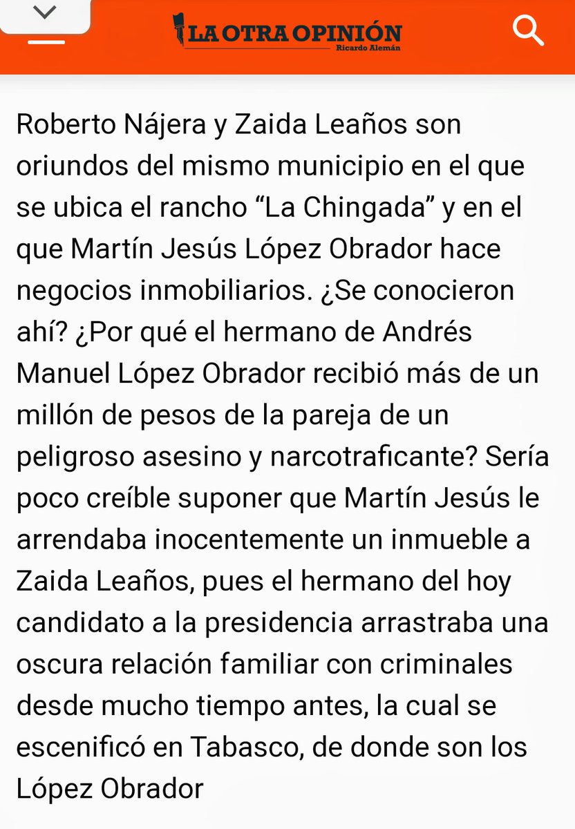 8.- Nájera actualmente está en prisión, el y su esposa Zaida Leaños son oriundos del mismo municipio en el que se ubica el rancho "La Chingada" el hermano de  @lopezobrador_ le arrendaba a Zaida Leaños un inmueble, hasta la sobrina de  @lopezobrador_ era novia de un narco.