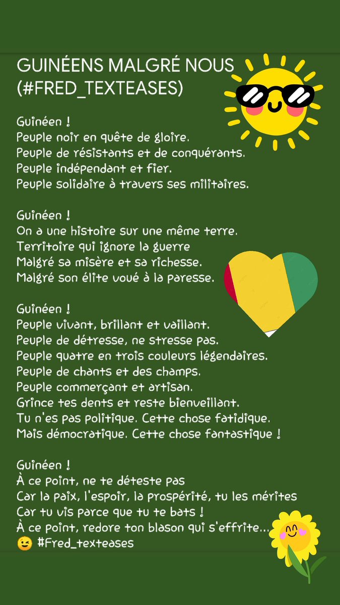 tonguinofred's tweet photo. #Guineevote #Guinee #Republique #démocratie #travail #justice #solidarite #non_discrimination #non_violence #mêmes_droits #liberté #transparency https://t.co/cfVZH4hAvX