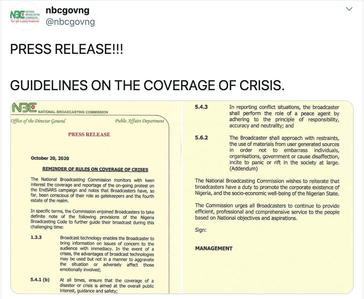 NBC Fines Channels TV, AIT, Arise TV N9m Over #EndSARS Coverage