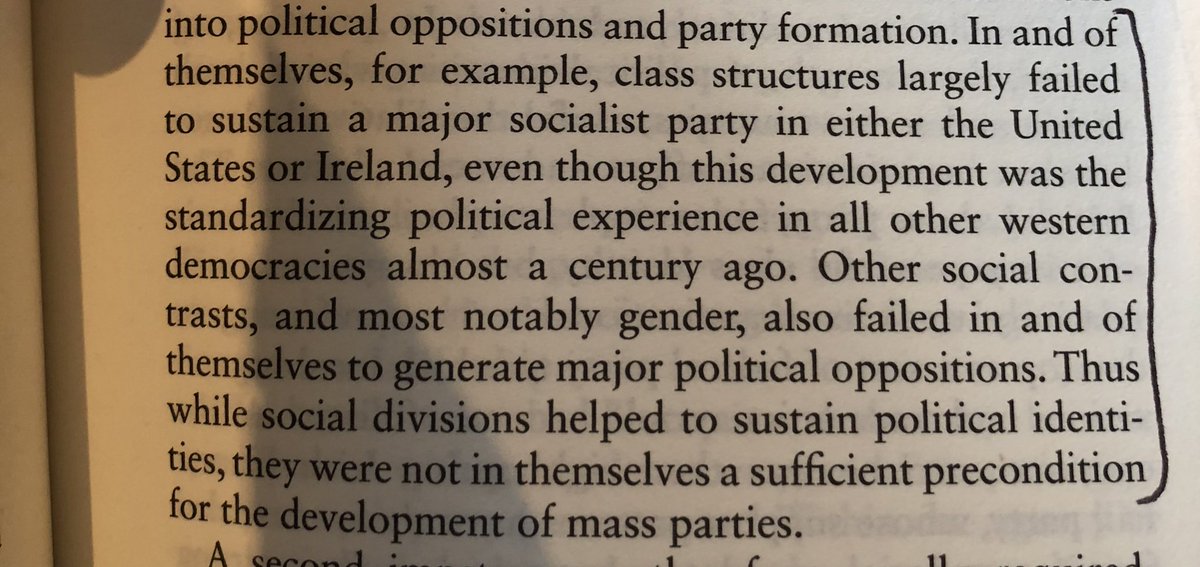 Interesting comparison here- he links Ireland and the US as places where “class structures failed to sustain a major socialist party”