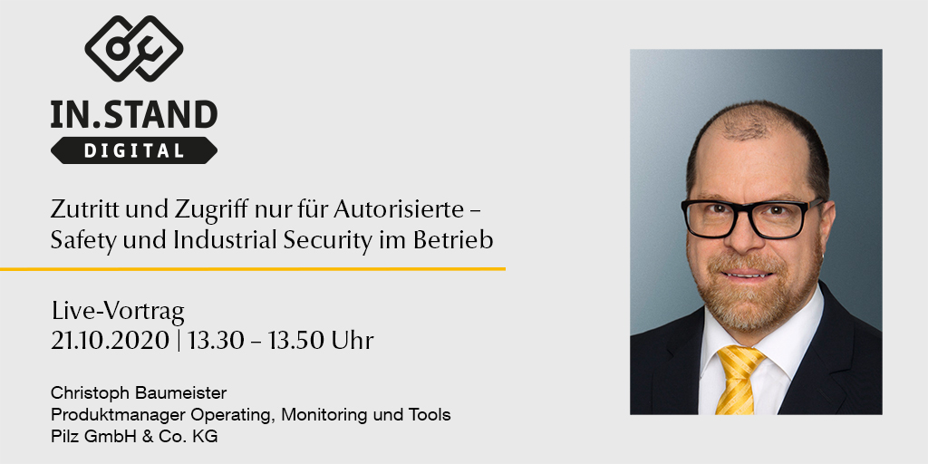 Christoph Baumeister von Pilz referiert heute auf der @InStand0711. Seien Sie live dabei oder schauen Sie sich die Aufzeichnung nach der kostenlosen Registrierung im Messeportal an! fal.cn/3b3ja #instand20