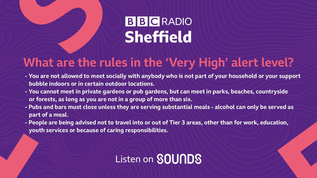 South Yorkshire is to be placed into Tier 3, the highest Covid alert level.

The restrictions will come into force from 00:01 on Saturday 24 October and cover all four local authority areas – Barnsley, Doncaster, Rotherham and Sheffield.