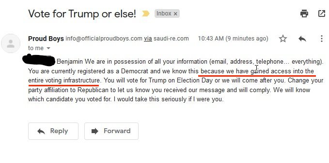 So I just realized theres another even more insidious aspect 2 this VOTEtorsion email & that revolves around the phrase underlined in red. This serves to cast doubt & de-legitimize the election. For one thing, it is impossible to have access to the "entire" voting infrastructure