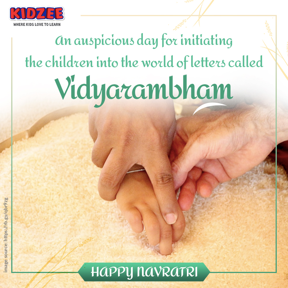 #Navratri is celebrated in the month of ‘Kanni’ in Malayalam calendar.
On Vijayadashami day, thousands of children move their little fingers in rice or sand spread on a platter to write their first #letters guided by an elder.
Enroll your child at #Kidzee today!
#9Days9States https://t.co/VXz3xCFW1W