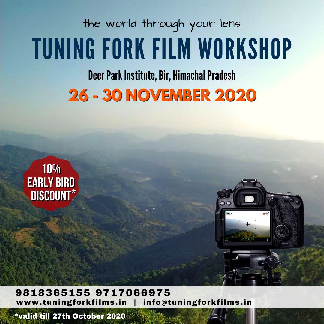 Foundational #workshop on film & #filmmaking with some very talented & creative filmmaker friends at the stunning #DeerParkInstitute in Bir in the #Himalayas. All measures will be taken to ensure a safe experience. If interested,register at: https://t.co/a76CE1DgJn #opportunity https://t.co/Ybh4aIdwoe
