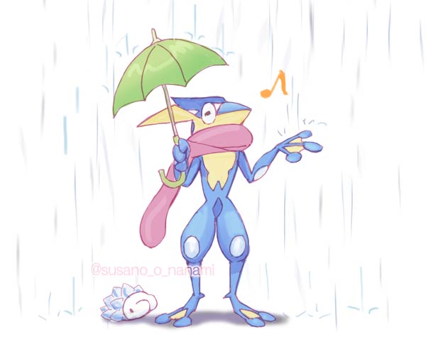 「雨の日も 風の日も

#ゲッコウガ #Greninja 」|すさノお@イラストとゲームとポケモンのイラスト