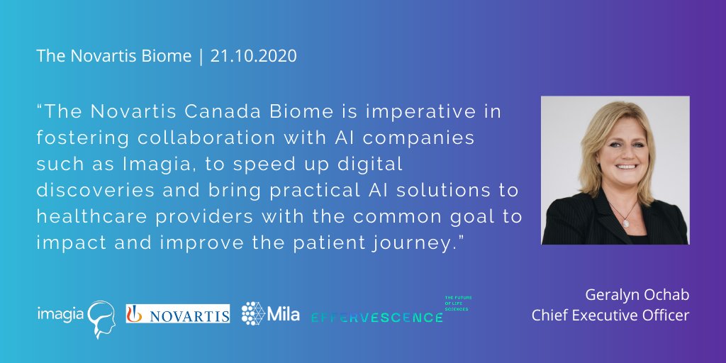 We are very pleased to join the Novartis Canada Biome which is launching today in Canada. 

This network will enable the brightest minds in healthcare, data science technology and AI to converge and drive digital healthcare solutions.

Learn more: bit.ly/2Tdn5kR