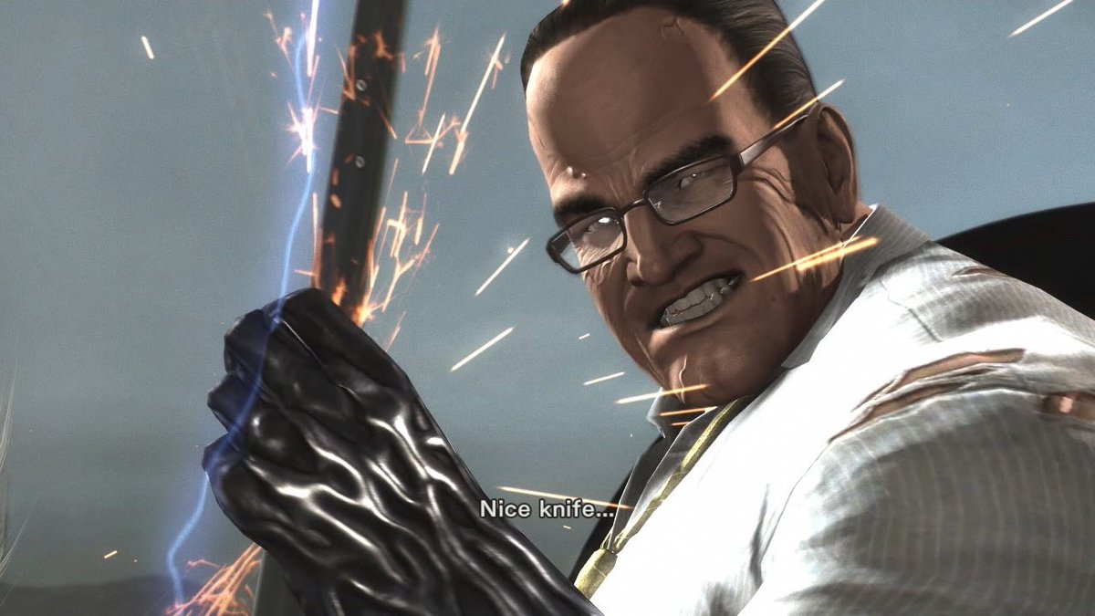 最終決戦で雷電の高周波ブレードを上院議員が受け止めた時、日本語版だと「ナマクラが!」だったんですが、英語版だと「Nice  knife…」でモックアップ製作をされた根本ナイフさんの事を指しているようなセリフなんですよね。へし折られるんですが。