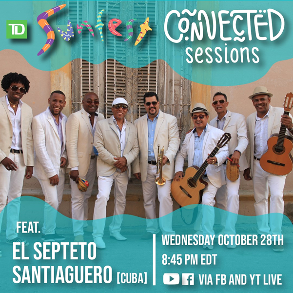 Canadian_Live's tweet photo. .#ourmember, @SunfestLDN, is hosting "Connected Session" on Oct. 28 from 8-9:45 PM ET.
The set will feature El Septeto Santiaguero and @AmmoyesMusic. Check it out here: https://t.co/QJXLjLYMeF https://t.co/5PfCBvRfHy