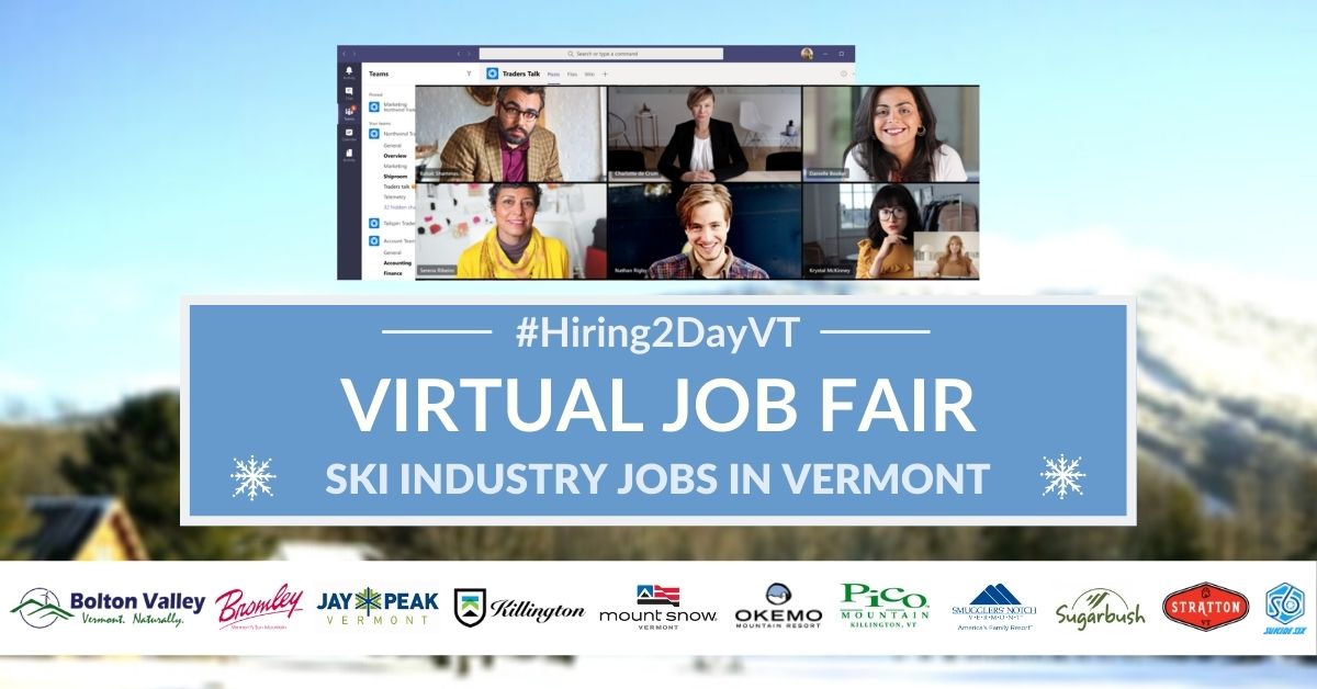 VTLabor's tweet image. Ski, ride and work this winter season. Check out each of our #Hiring2DayVT featured employers for this week, as our Virtual Job Fair features jobs in the ski industry. 

labor.vermont.gov/jobs/highlight…