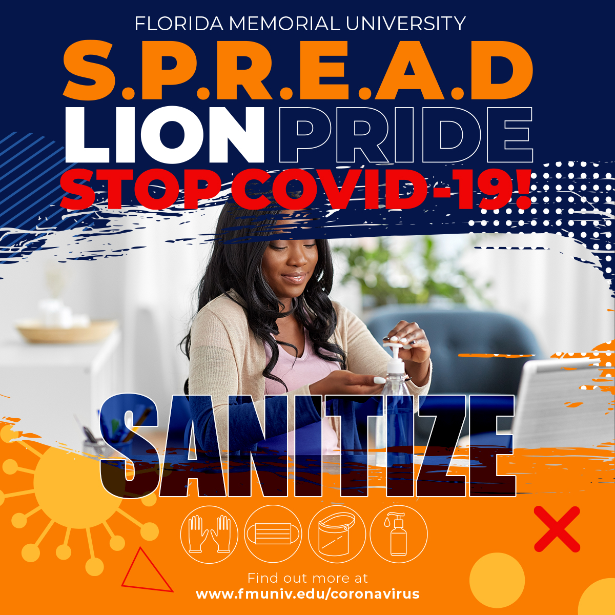 FLMemorialUniv's tweet photo. Thank you for helping the University S.P.R.E.A.D Lion PRIDE and Stop COVID-19 by sanitizing and washing your hands.
#SpreadPride #StopCOVID19 #Lions #FMULions #HBCU #Sanitize #Protect #Respect #And #Distance
@JaffusHardrick @docspitsfire06 @GoFmuLions @FmuIroar https://t.co/SqCPlTeg2q