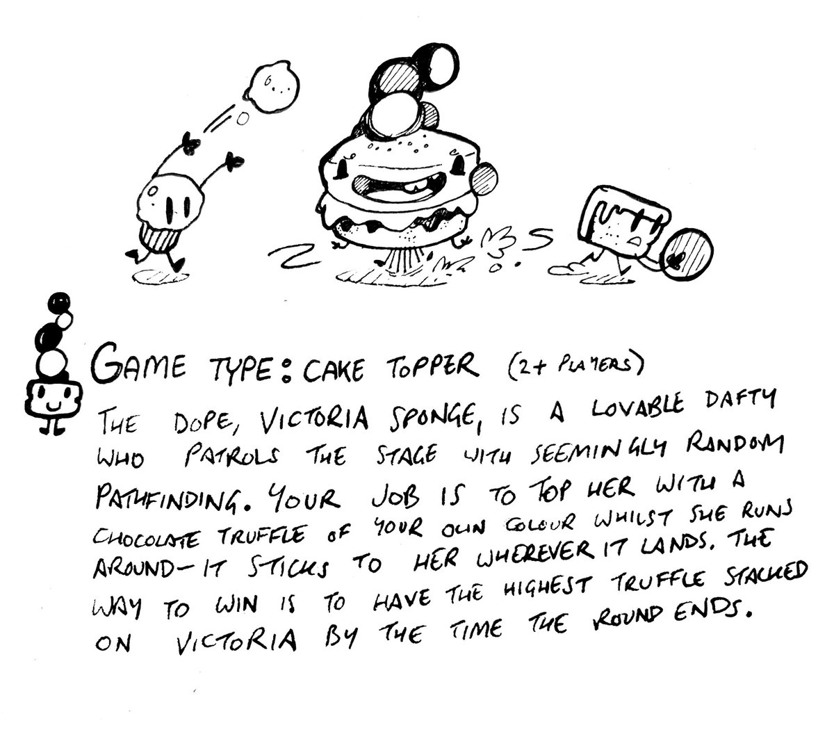 In the earlier search for game types, there were plenty of dud ideas, but the mechanics behind Cake Topper and Truffle Scuffle paved the way for Bakewell Ballet and Sparkler in the final game! 11/21