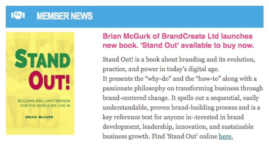 _BrandCreate's tweet image. Great profiling today with #London's business networking #LEADER @bjunction for "Stand Out!" the newly-published #branding book from our very own #brand expert Brian McGurk. Thanks to all the #ezine team at BJ!!  bit.ly/3kfvxvN and to #NYC publisher team @BizExpertPress
