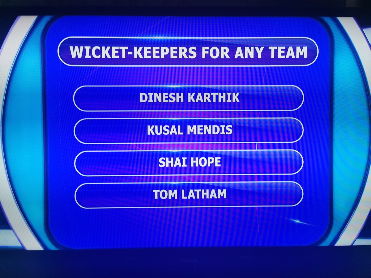 Both Ross Taylor (century maker) & Rashid Khan (took 4 or more wickets in any 2019 WC match) were incorrect answere. Quinton de Kock (any WK) scored 1 point. Pointless WK answers besides those pictured were Nicholas Pooran, Kusal Perera Liton Das, & Tom Blundell, among others. 2/