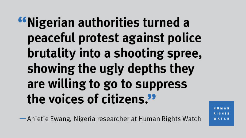 aniewang's tweet photo. #Nigeria:After soldiers opened fire at a crowd of  protesters in Lagos last night, the authorities should immediately withdraw the military from the streets &amp; identify/prosecute officers responsible for or complicit in any excessive use of force against protesters. #EndSARS @hrw https://t.co/R2UDQ4Ytyk