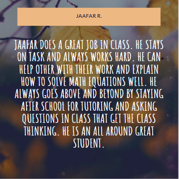 Northside would like to recognize Jaafar R. for being one of our rockstars! Keep up the awesome work, Jaafar! #NHSstudentRockStar #bethelight