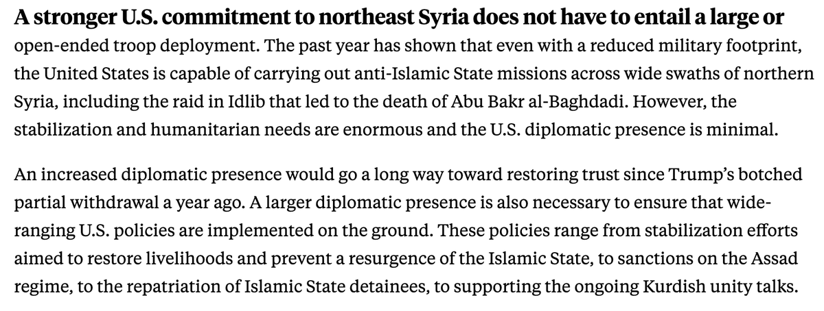 The lack of a strong U.S. commitment to northeast Syria - other than Trump’s professed desire to “protect the oil" - works in Russia’s favor. A stronger US commitment does not have to entail a large or open-ended troop deployment. More diplomatic engagement is needed.