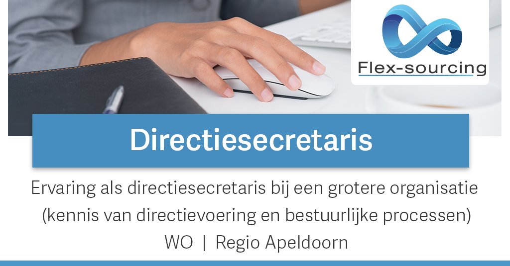 FlexSourcing's tweet photo. Wij zoeken een Directiesecretaris. Voor het ondersteunen van de directie IT bij het beleid- en besluitvormingsproces. Werkzaamheden zijn adviserend, coördinerend, organiserend en beheersmatig van aard. Info op: https://t.co/MwrN8R42Ig #vacature #administratief #zbo #secretaresse https://t.co/ft3I4nioqc