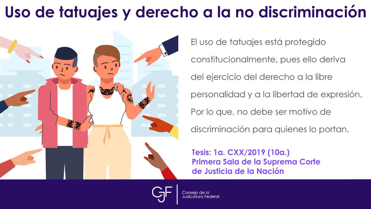 OAJ_Mex's tweet photo. El uso de tatuajes está protegido, por regla general, por los derechos al libre desarrollo de la personalidad y a la libertad de expresión, por lo que no debe ser motivo para discriminar a sus portadores https://t.co/cmmPzofdAt https://t.co/AzLQdflYDL