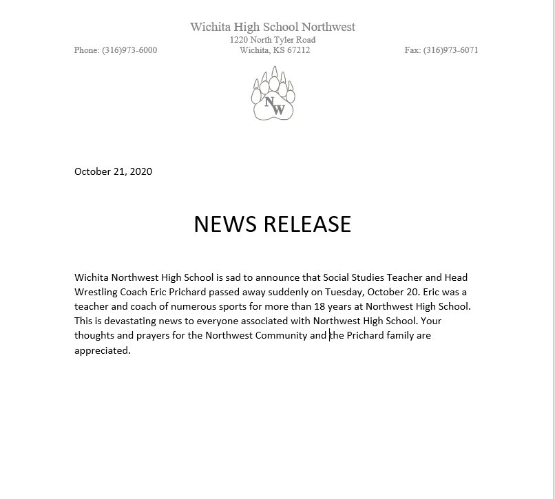 Wichita_NW's tweet photo. Tough day at Northwest High School. ⁦@WichitaUSD259⁩ ⁦@VypeKS⁩ ⁦@WPSAthletics⁩ ⁦@WichitaEagleSpt⁩ ⁦@CatchItKansas⁩ https://t.co/xZyQR1u4b2