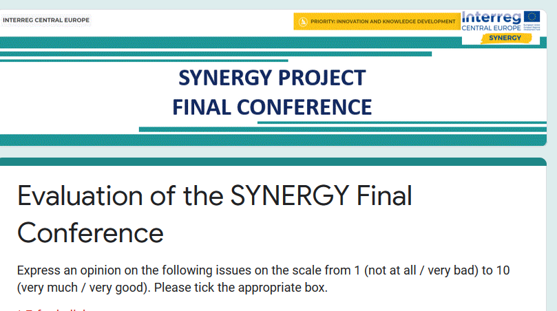 SYNERGYINTERREG's tweet photo. #SYNERGYFinalConference has now finished!! ... And for ALL participants, don't forget to give us your feedback on todays' event https://t.co/qkJh6I2yLM   #CEinterreg #innovation #cooperationiscentral https://t.co/r3sBTiJZuB